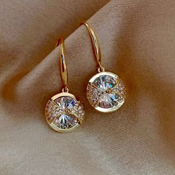 Independent Jewelry - Gold Pave Dangle Earrings